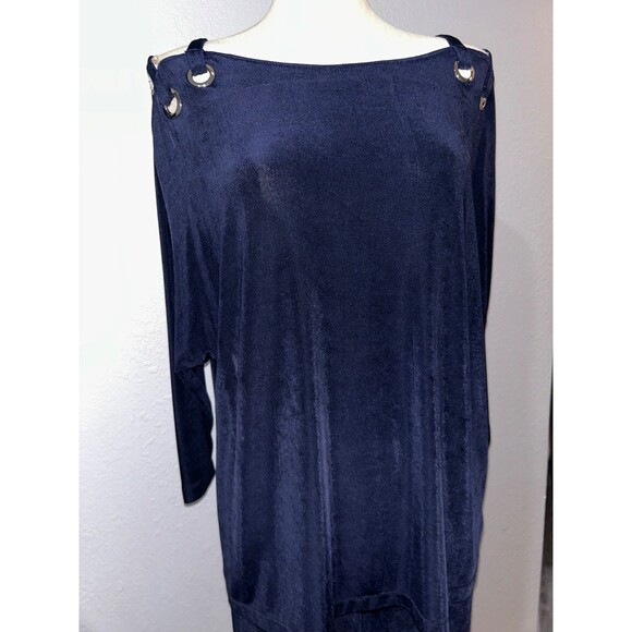 Chico’s Travelers Women’s NWT 2Pc Set Size 3/XL Top+Size 1/M Pants Grommet Navy - Picture 5 of 10